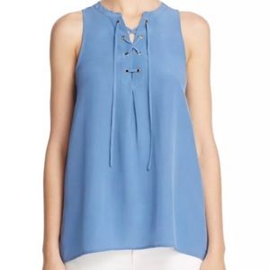 Joie blue Deasia silk lace-up tank top, size small